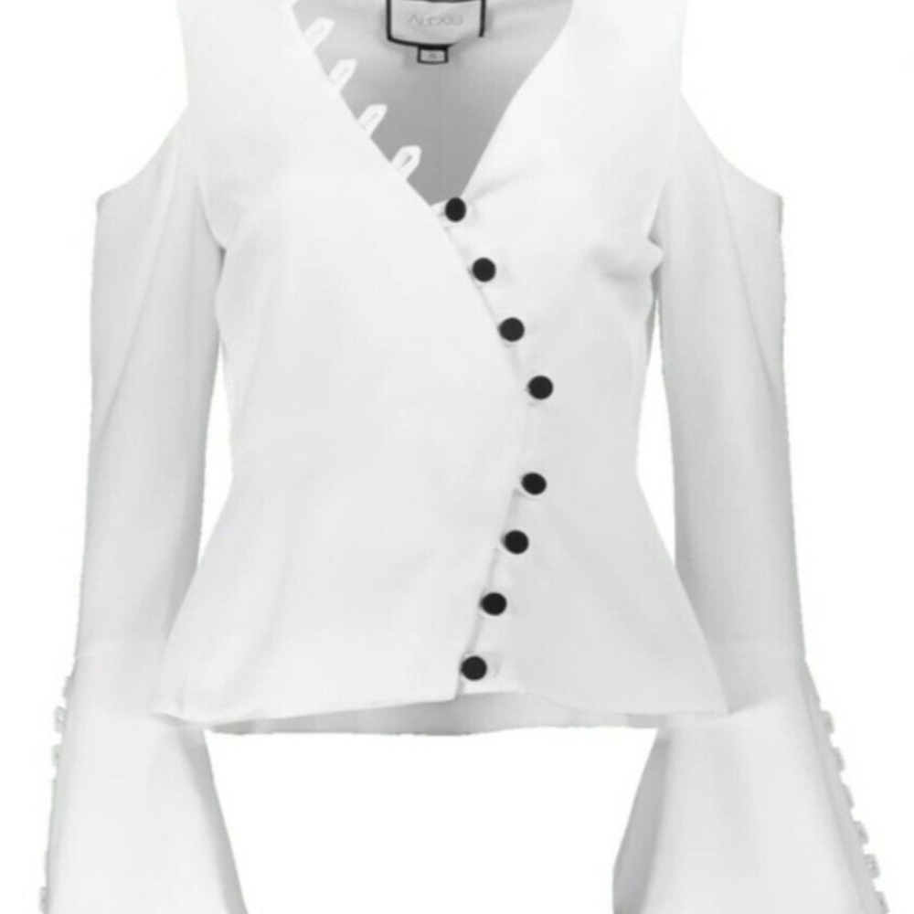 Alexis White Blouse with Black Buttons